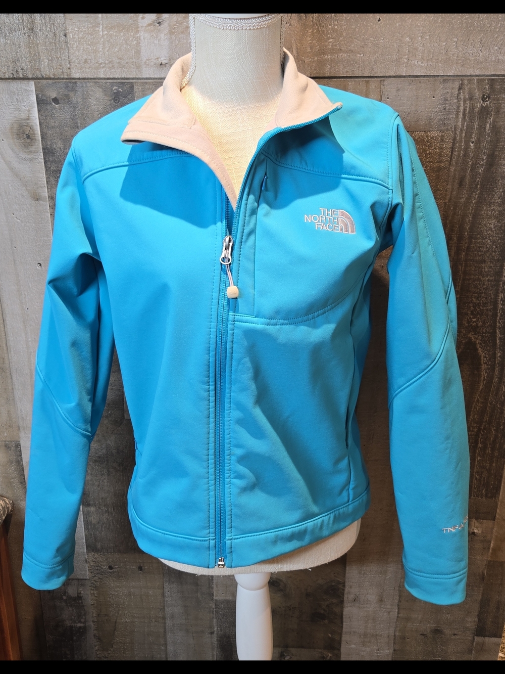 The North Face Bright Turquoise Full-Zip Softshell Jacket Womens S